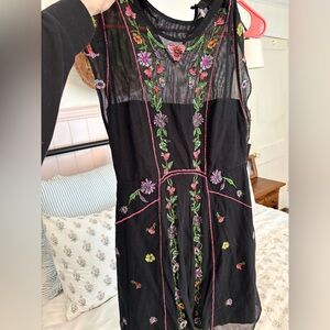 Free People Black Riviera Mesh Floral Dress